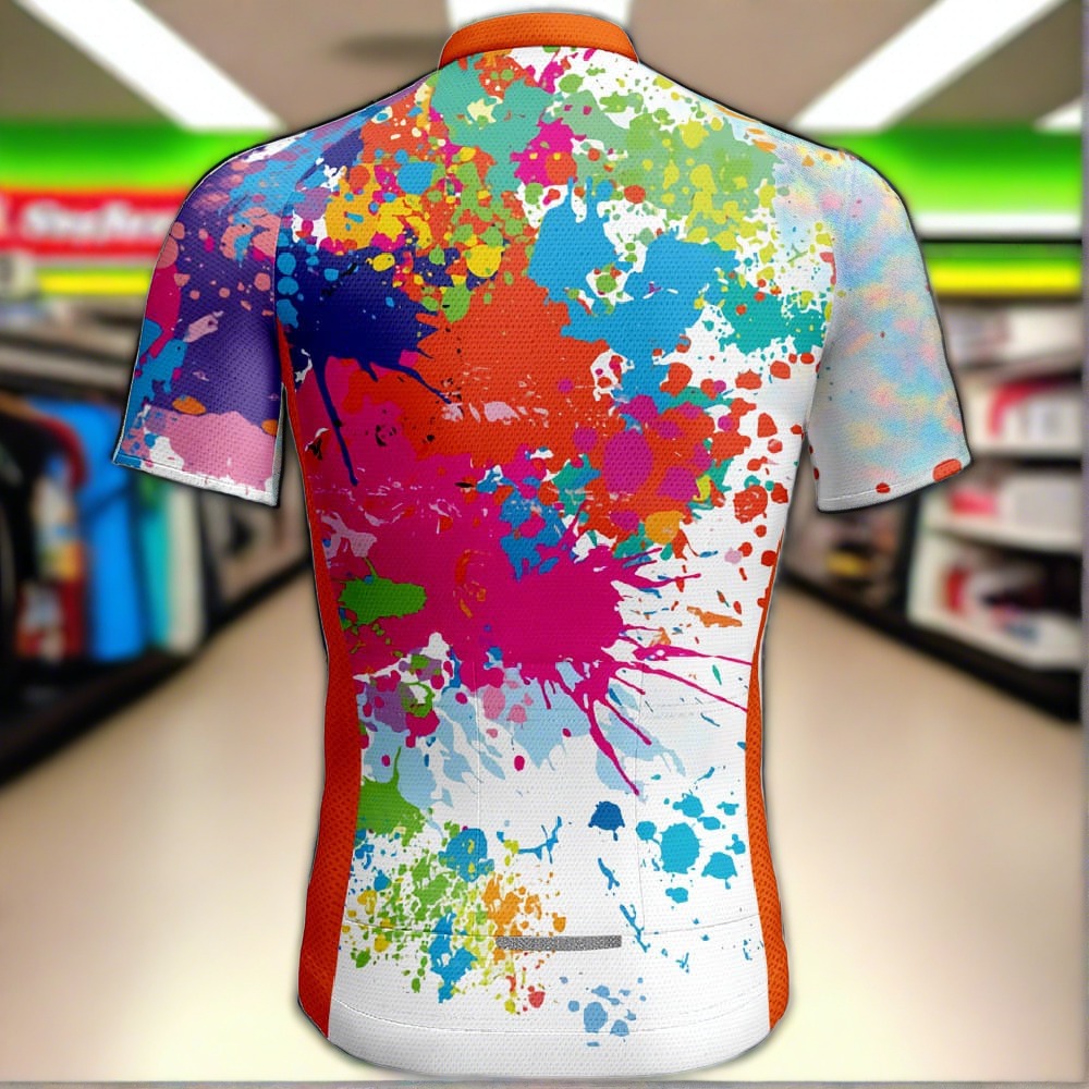 Colorful Paint Pattern Men's Cycling Shirt Jersey Mesh Breathable Activewear