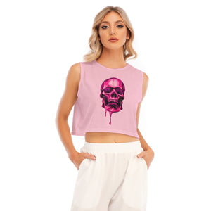 D.O.C. Pink Skull Women's Sleeveless Cropped Top