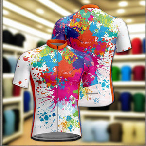 Colorful Paint Pattern Men's Cycling Shirt Jersey Mesh Breathable Activewear