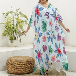 Spring Flowers Women's Imitation Silk V-neck Kaftan Robe