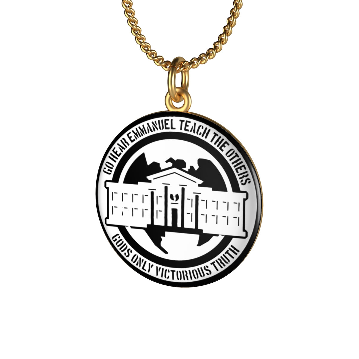 Ghetto Gov't Officialz Logo 18k Gold Plated & Sterling Silver Single Loop Necklace Heaven Razah - Hell Razah