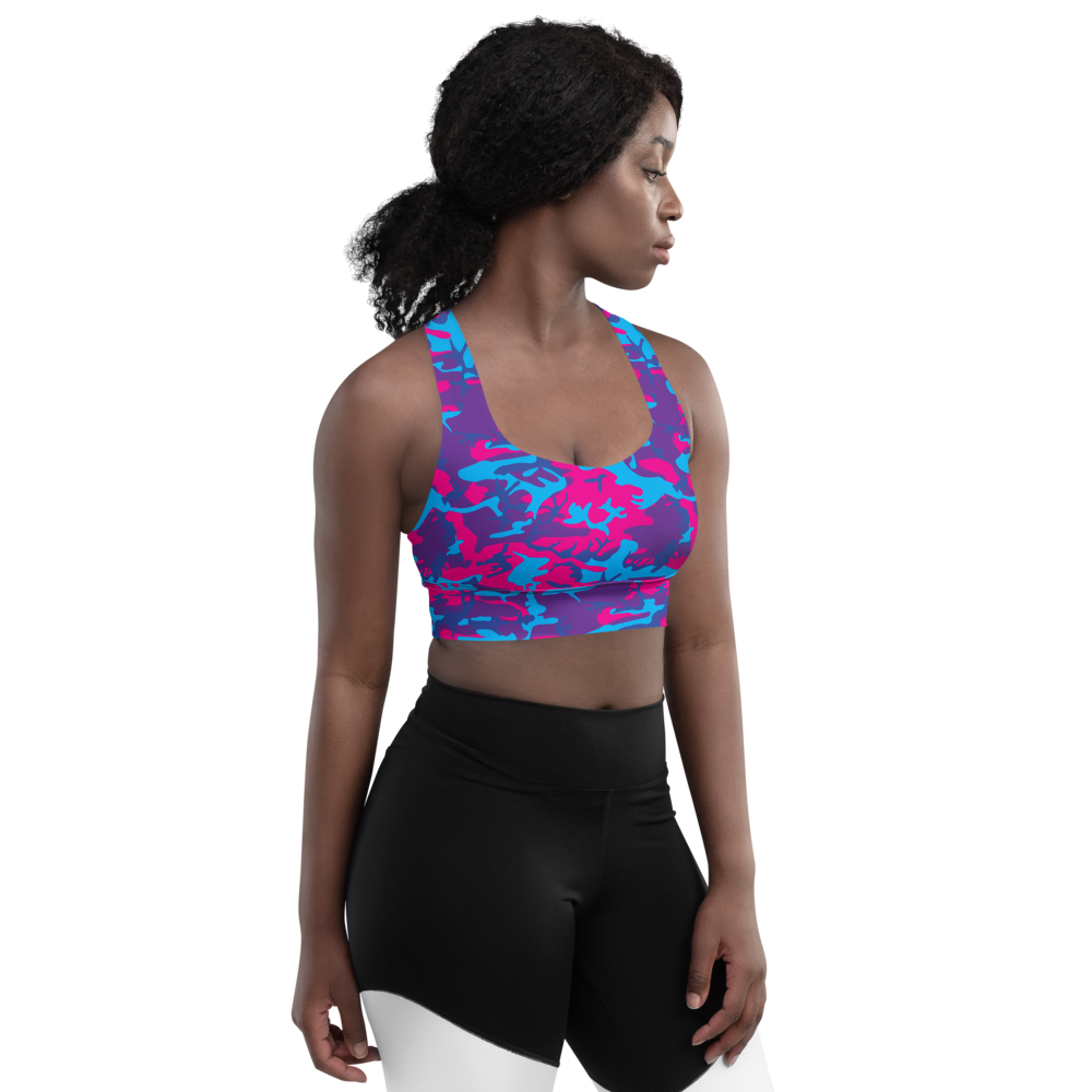 Grape Camo Longline Sports Bra