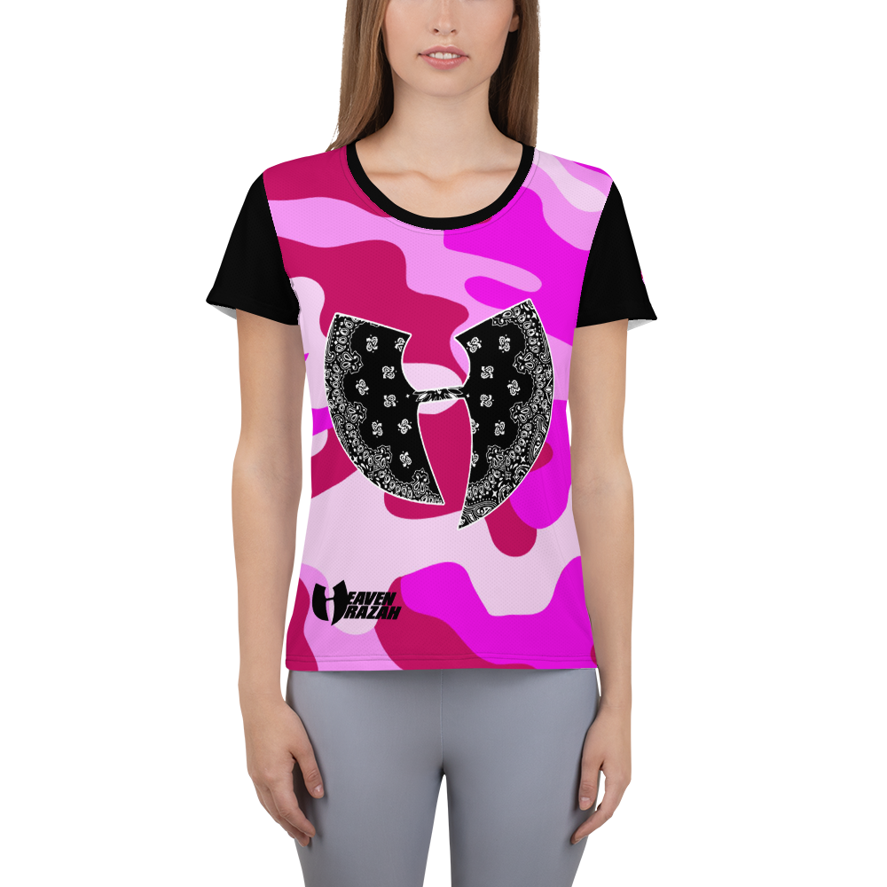 Official Heaven Razah / Hell Razah Music Pink Camo Short Sleeve Designer Women's Athletic T-shirt