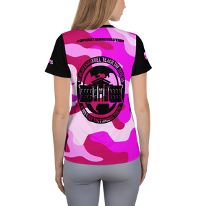 Official Heaven Razah / Hell Razah Music Pink Camo Short Sleeve Designer Women's Athletic T-shirt