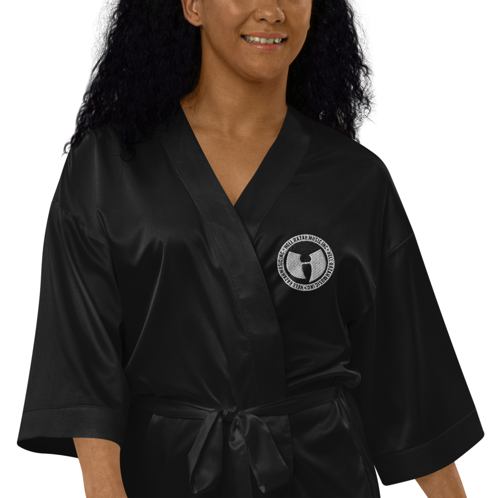 HRMI HellRazah Music Inc. Embroidered Logo Satin Robe